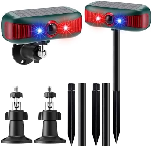 Qualirey 2 Pcs Solar Outdoor Alarm Motion Sensor 129dB Security S...