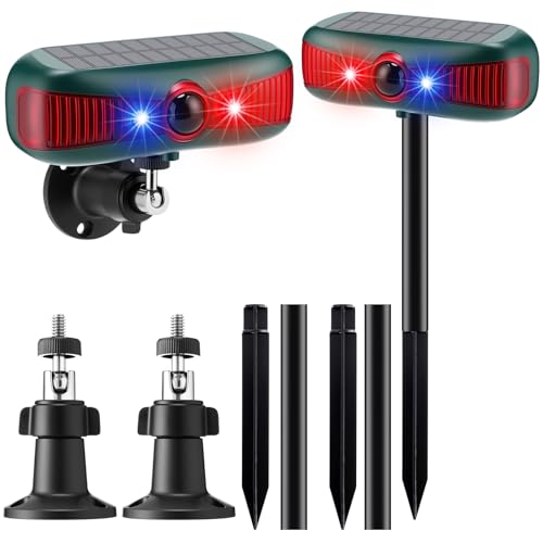 Qualirey 2 Pcs Solar Outdoor Alarm Motion Sensor 129dB Security S...