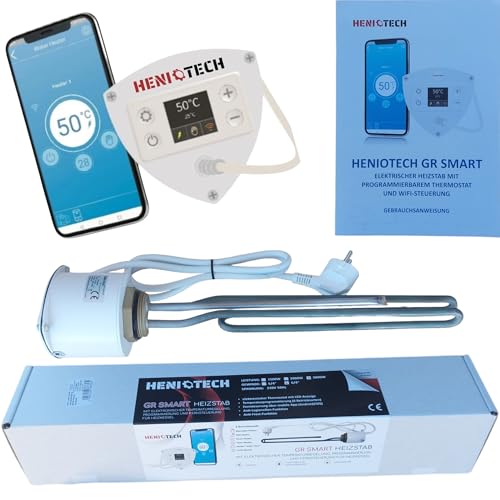 PAG Turbo GmbH® - 3kW Smart Elektroheizstab Heizstab Heizpatrone für Boiler mit Thermostat...