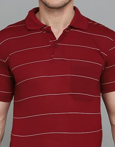 Image of INKKR Striped Polo Neck T-Shirt Dora Combo