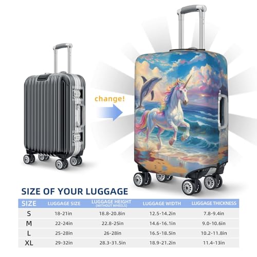 VOSERY Travel Luggage Cover - Dolphin Rainbow Horse Washable Suitcase Covers Protector Fits 18-32 Inch Luggage4