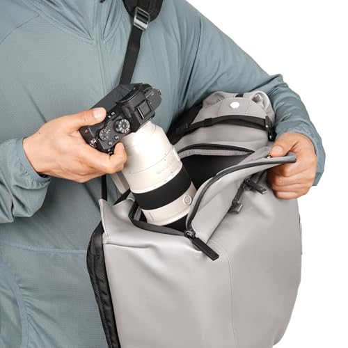 Image of VANGUARD VEO Lite B30L Camera & Everyday Backpack (Cream) - Fits Full-Frame Camera with 70-200mm Attached + 4 Lenses, 16 inch Laptop Storage, 3-Way Access, Convertible Daypack Design