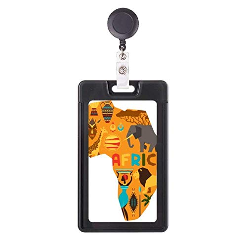 Porte-badge rétractable Afrique motif savane avec pince pour carte de transport et d'accès