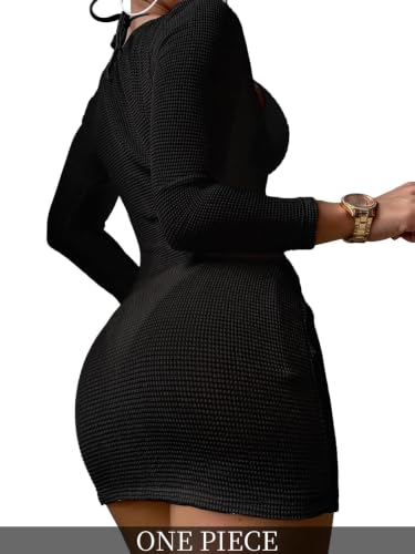 Image of Lilosy Sexy Crochet Sheer Long Sleeve Cover Up Swim Bathing Suit Beach Dress One Piece