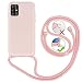 Produktbild FMPC Handykette Hülle kompatibel mit Samsung Galaxy A51, Liquid Silikon Handyhülle Shock TPU Case Cover mit Kordel Tasche Phone Necklace Schutzhülle zum Umhängen, Pink