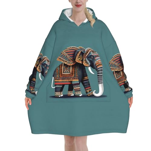 Couverture surdimensionnée éléphant aztèque cadeau de Noël doux et chaud
