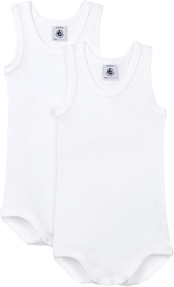 Petit Bateau Lot de 2 Bodys Unisexe Coton Lisse et Doux
