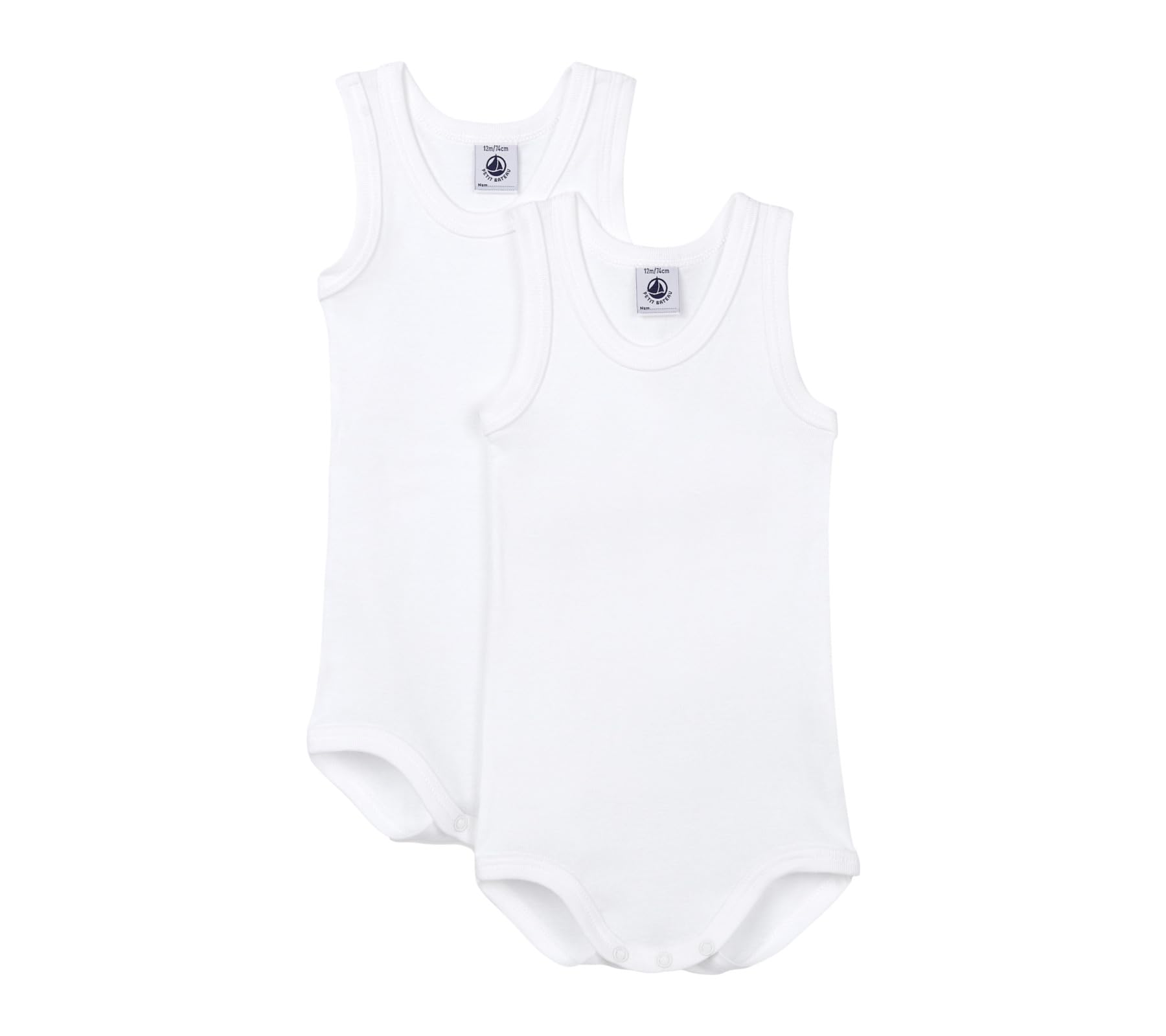 Petit Bateau Baby - Jungen A01t5 Ärmellose Bodys (2er Pack)