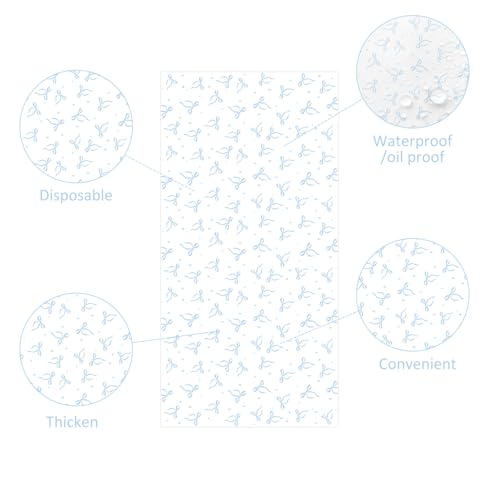 LINHAXM 4 Pack Blue Bow Tablecloth, Coquette Birthday Decorations, Bow Disposable Table Cover for Girl Wedding Engagement Bridal Birthday Decorations, 54 x 108 Inches by LINHAXM - Used condition - Image 3