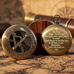 Brújula grabada de latón vintage con estuche de cuero portátil, tamaño 3 pulgadas miniatura 3