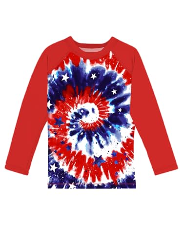 Image of Remimi Unisex Kids Rash Guard Long Sleeve SPF 50+ Tie Dye Sun Shirt 3-12 Years