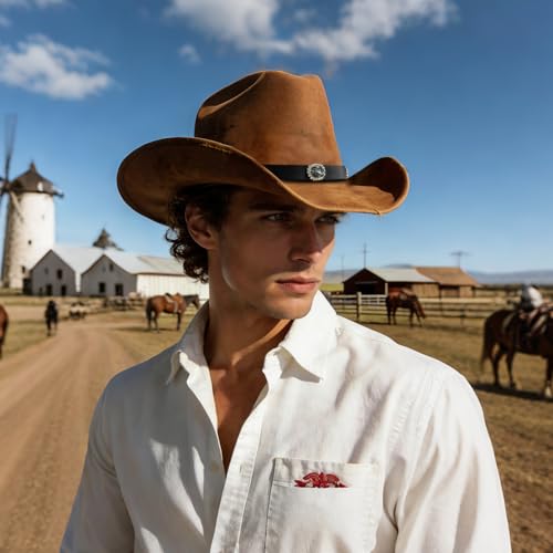 Image of Cowboy Hat Bands for Men Women, Leather Hatbands Belt for Cowboy /Western /Fedora /Cowgirl Hats Multicolor