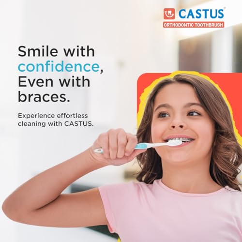 Image of Castus Orthodontic Combi Pack (Orthodontic Brush + Interdental Brush) | Pack of 2 (1 Blue + 1 Orange)