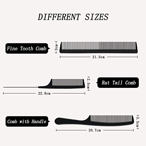 URAQT Hairdressing Set - 3pc Combs & Brushes, Including Pin Tail & Anti Static Fine Tooth Comb for Professional Salon Styling - Image 3