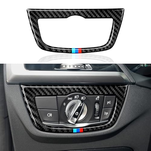 Image of Car Headlight Switch Trim Decal Carbon Fiber Sticker Cover fits for BMW X3 G01 X4 G02 2018 2019 2020 2021 2022 2023 2024 Interior Accessories