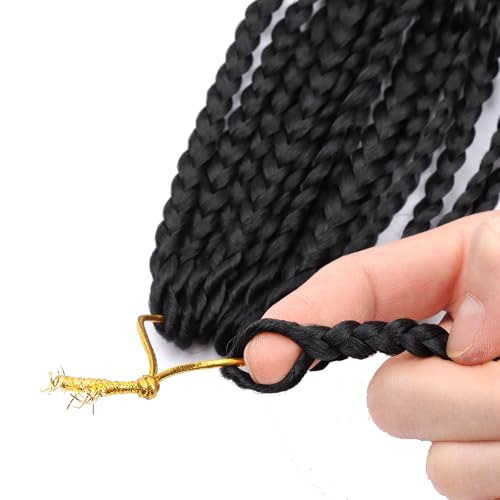 LMZIM 14 Inch Goddess Box Braids Crochet Hair for Black Women - 8 Packs Synthetic Hair Extension,Bohemian Boho Box Braids Crochet Braid Curly Ends1B