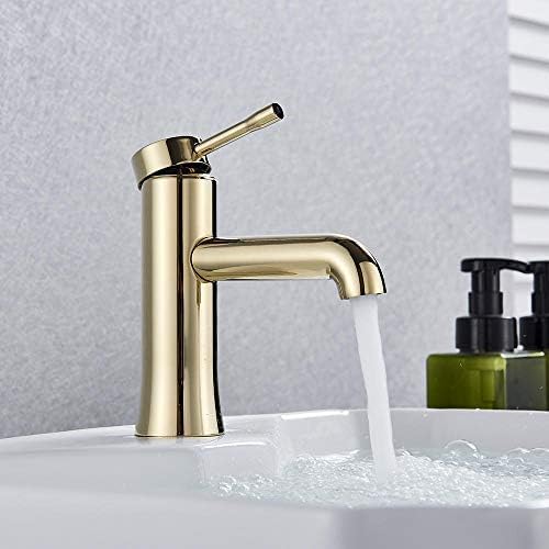 Mitigeur de lavabo eau chaude et froide en or pour vasque à poser moderne - 4
