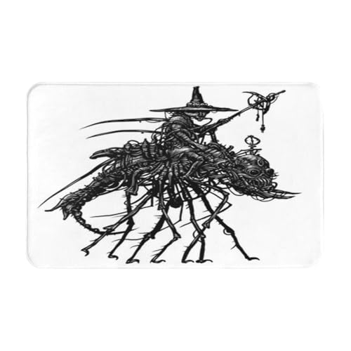 滑り止め、洗濯可能、吸水性と耐久性に フロアマット。屋内外での使用に最適。家庭、オフィス、商業スペースに最適。(エイリアン スチームパンク インダストリアル メカニ ホワイト ファンタスティック ロボットとマシン ブラック)