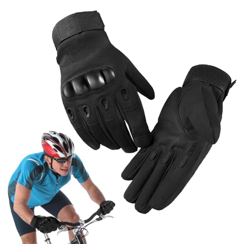 Taktische Handschuhe, Motorradhandschuhe Herren Vollfinger Militär Kampfhandschuhe mit Hartknöchelschutz, Security Handschuhe für Motorrad Motocross Bushcraft Motorrad Jagd (XL, Schwarz)