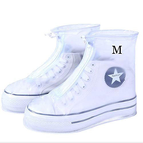Lady of Luck Cubierta de Zapato Impermeable, Funda de Silicona para Zapatos Lavable Cubierta del Zapato Reutilizable para Días de Lluvia y Nieve (Blanco-M)