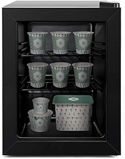 ADT Mini Freezer with Display Glass Door 2.1 Cu Ft Small Freezer with 2 Removable Shelves 7 Temperature Settings -8°F to 14°F Perfect for Liquor and Ice Cream