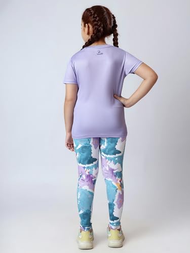 Image of Girl's Activewear Workout Set 2 Piece Athletic Sets Dry Fit Printed Tees And Leggings Yoga Running Dance 4-14Y