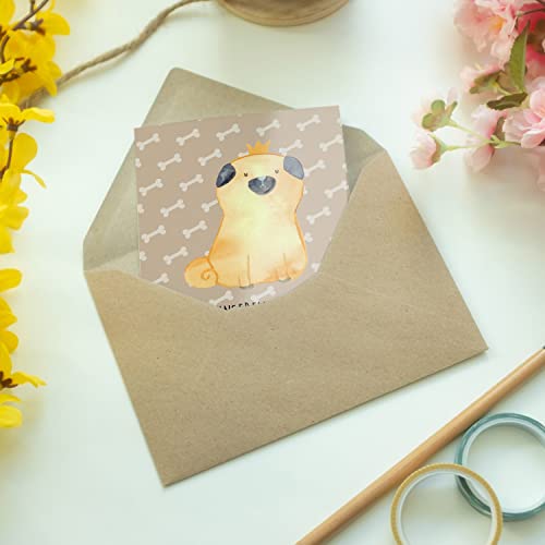 Mr. & Mrs. Panda Grußkarte Mops Krone - Geschenk, lustig, Hund, Geschenkideen, Papa, königlich, Klappkarte, Weihnachten, Karte, Frau, Sprüche, allergisch, haha