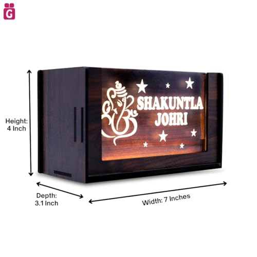 Image of Desk Organizer with LED Name Lamp | Customized Gift for Men, Women, Teachers, Doctors, Dad, Husband | Pen Holder, Table Lamp | Personalized Birthday Gift | Office Organizer - Two Box