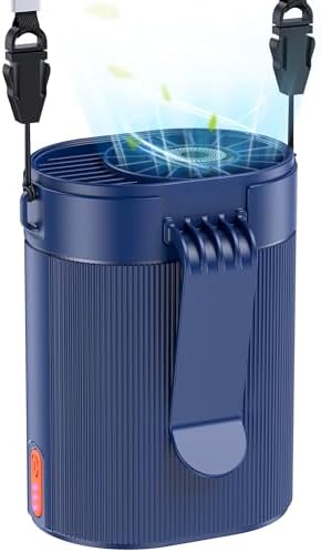 2026 AI Portable Fan Rechargeable-4 Speeds Personal Waist Fan, 6600RPM Strong Airflow Hands-Free Hanging Neck Fan for Camping Outdoor, Blue