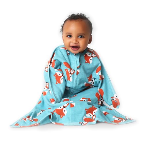 Image of SleepingBaby Zipadee-Zip Transition Swaddle - Cozy Baby Swaddle Blanket with Zipper Convenience - Roomy Wearable Blanket for Easy Diaper Changes - Friendly Fox, Medium (6-12 Month)