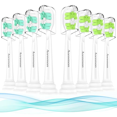 Aoremon Replacement Heads for Philips Sonicare C2 W Electric Toothbrush Heads fit for Phillips Sonicare Diamondclean Protectiveclean 4100 5100 6100 Brush Head for W2 W3 8 Count White