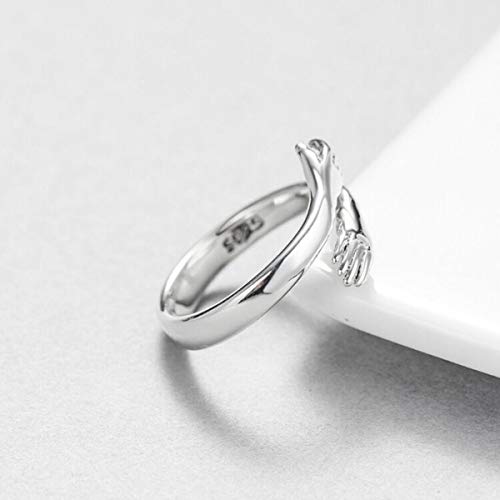 GULICX 925 Sterling Silver Hug Rings for Women, Adjustable Solid Vintage Silver Thumb Ring, Unisex Resizable Silver Hugging Hands Open Promise Ring Jewelry Hug Hands Mens Rings Couples Wedding Bands3