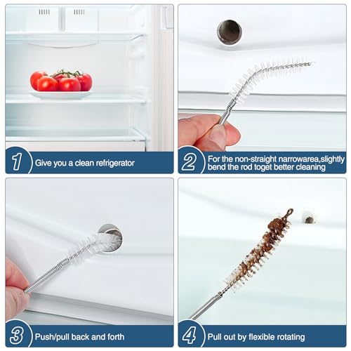 2er Set Flexible Abflussbürste 138cm Multifunktionale Reinigungsbürste Schlauchbürste Abflussreiniger Spirale Abfluss, Kühlschrankbürste, Lange Bürste für Rohre mit Schmalem Abflussloch