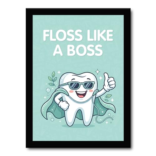 Image of JABSY Dentist Dental Gift Quote Frame Doctor Hospital Health Medical Wall Decor Poster Framed Gift (12X9 Inch Frame)
