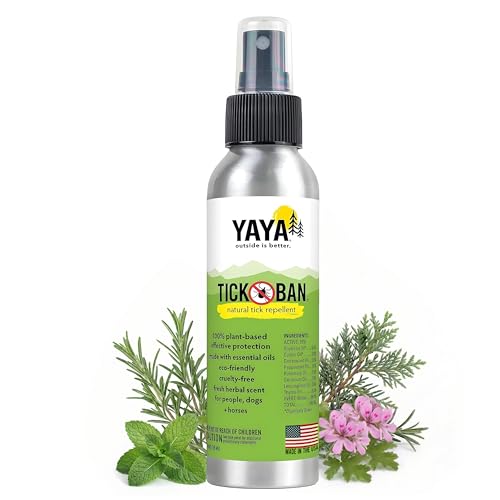 TICK BAN Yaya Organics All Natural Extra Strength Tick Repellent DEET Free - 4 Ounce Spray Bottle