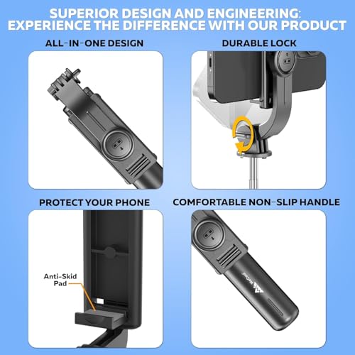 Image of S1 67cm Selfie Stick Tripod, 3-in-1 Multifunctional Design with Detachable Wireless Remote, Portable & Lightweight Phone Tripod for Vlogging, Photography, iPhone & Android Smartphones
