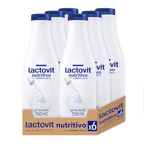 Lactovit - Gel doccia nutriente e idratante, pelle forte e giovane, consistenza cremosa e leggera, formulato con ProLactic10, uso quotidiano, per pelli normali e secche - Confezione da 6 x 550 ml