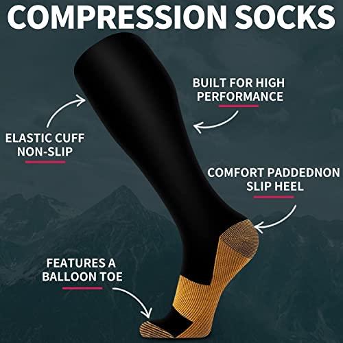 Pacote com 6 meias de compressão de cobre para circulação feminina e masculina - melhor suporte para