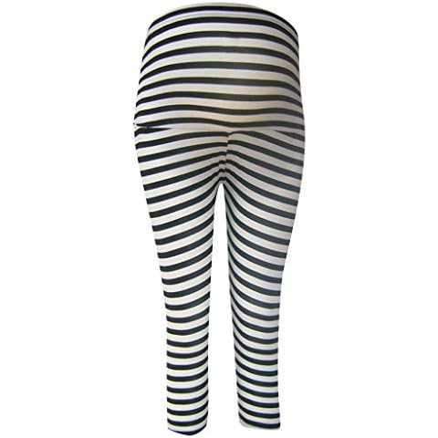 JOASDAO Pregnant Women Maternity Seven-Quarter Stripe Print Casual High Waist Pants Maternity Pants Over The Belly Cover