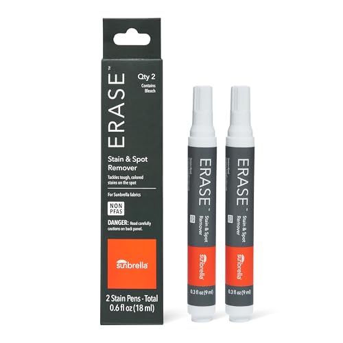 Sunbrella Erase Stain & Spot Remover Pen | Quick Stain Cleaner for Upholstery, Cushions & More | Bleach-Powered Formula | Non-PFAS | 2 Stain Pens – 0.3 fl oz Each