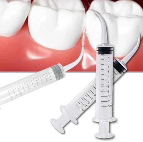5 Stück Zahnspritze mit gebogener Spitze 12ml - Gebogene Munddusche & Spülspritze für Die Zahnpflege, Heimtiere Pflege, Kleberfüllung