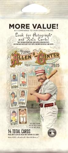 2025 Topps Allen&Ginter Baseball EXCLUSIVE Factory Sealed JUMBO FAT CELLO Pack with (14) Cards Including (2) Mini Base (2) Insert Cards & SHORT PRINT! Look for Cards Parallels Autos Relics & More!