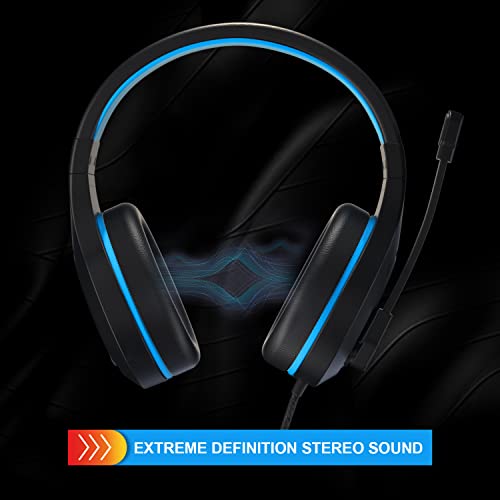 Emonoo 601 Gaming Headset For Ps4 Ps5 Xbox Switch, Wired Over-Ear Headphones With Adjustable Active Noise Cancelling Mic For Pc & Mac, Blue #TOP2