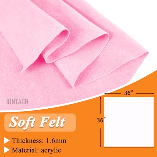 Image of IONTACH 36 inch X 36 inch Light Pink Soft Felt Fabric 1.6mm Thick | Felt Sheets for Crafts, Embroidery, Patchwork, Liner, School Projects, Home Decoration