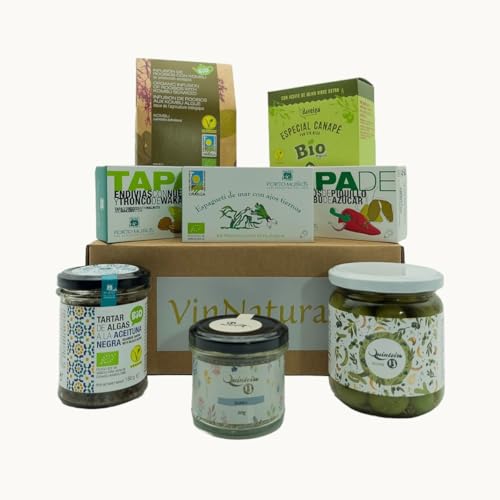 VinNatura | Cesta Gourmet para Regalar Huerta & Mar | Conservas Veganas y Algas Ecológicas Gallegas