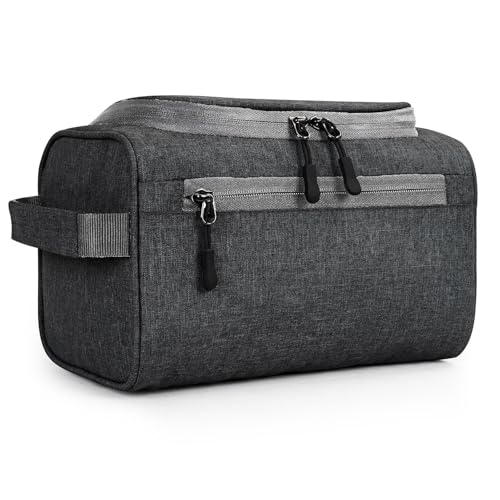 Image of FATMUG Large Toiletry Organizer Dopp Kit Washbag for Men, Cosmetics Pouch for Women- Dark Grey