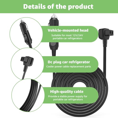 DC Car Refrigerator Power Cord for Bodega Euhomy Alpicool 12V Car Fridge