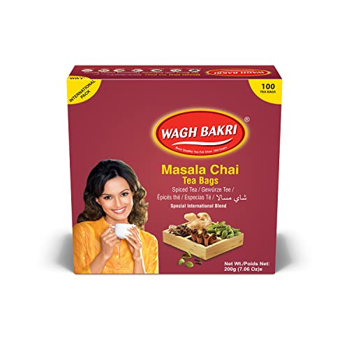 Wagh Bakri Masala Chai Tea Bags, 100 Tea bags of Special International Blend, 200 grams
