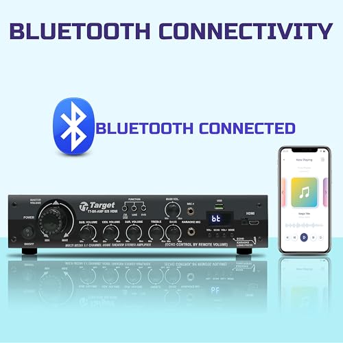 Image of TARGET TT-BK-AMP 828 Amplifier RMS 350 Watts 5.1 Channel Surround Six Tracks Stereo Amplifer HDMI, Usb, Bluetooth, Av, MIC, Karaoke,
