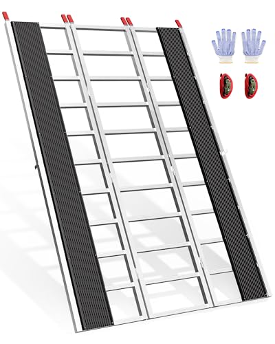 VNN Tri-fold Aluminum Loading Ramp - 85L *54W Aluminum Loading Ramps for Pickup Trucks 1600LBS Ramp with Wide Glides for Lawn Mowers ATVs UTVs Trailers Garden Tractors Motorcycles Snowmobile